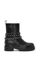 Women's Black Zippered Leather Boots | Derimod Women's Black Zippered Leather Boots | Derimod