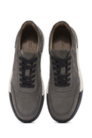 Male Gray Lace-up Nubuck Leather Sneaker | Derimod Male Gray Lace-up Nubuck Leather Sneaker | Derimod