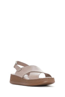 Women's Mink Strapped Thick Soled Leather Comfort Sandals | Derimod Women's Mink Strapped Thick Soled Leather Comfort Sandals | Derimod