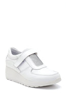 Women's White Leather Wedge Heel Sneaker | Derimod Women's White Leather Wedge Heel Sneaker | Derimod