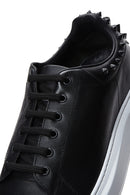 Men's Black Leather Studded Detailed Thick Soled Sneaker | Derimod Men's Black Leather Studded Detailed Thick Soled Sneaker | Derimod
