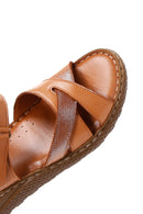 Kadın Taba Bilekten Bantlı Deri Comfort Sandalet | Derimod Kadın Taba Bilekten Bantlı Deri Comfort Sandalet | Derimod