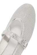 Women's Silver Mesh Strappy Ballerinas | Derimod Women's Silver Mesh Strappy Ballerinas | Derimod