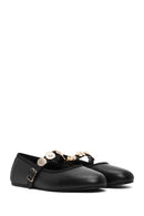 Women's Black Buckle Leather Ballerinas | Derimod Women's Black Buckle Leather Ballerinas | Derimod
