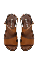 Women's Tan Leather Bodrum Sandals | Derimod Women's Tan Leather Bodrum Sandals | Derimod