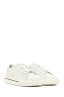 Men's White Lace-Up Thick-Soled Leather Sneaker | Derimod Men's White Lace-Up Thick-Soled Leather Sneaker | Derimod