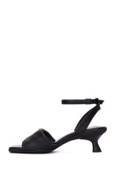 Women's Black Leather Low Heel Sandals | Derimod Women's Black Leather Low Heel Sandals | Derimod