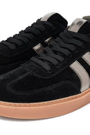 Kadın Siyah Bağcıklı Süet Deri Sneaker | Derimod Kadın Siyah Bağcıklı Süet Deri Sneaker | Derimod