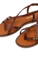 Women's Brown Buckle Thong Leather Bodrum Sandals | Derimod Women's Brown Buckle Thong Leather Bodrum Sandals | Derimod