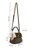 Woman Khaki Long-Strap Suede Shoulder Bag | Derimod Woman Khaki Long-Strap Suede Shoulder Bag | Derimod