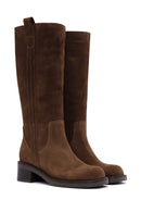 Women's Brown Suede Leather Boots | Derimod Women's Brown Suede Leather Boots | Derimod
