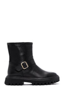 Women's Black Leather Buckle Boots | Derimod Women's Black Leather Buckle Boots | Derimod