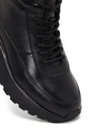 Men's Black Zippered Thick Sole Leather Sports Boot | Derimod Men's Black Zippered Thick Sole Leather Sports Boot | Derimod