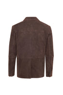 Rodrygo Men's Brown Blazer Suede Leather Jacket | Derimod Rodrygo Men's Brown Blazer Suede Leather Jacket | Derimod
