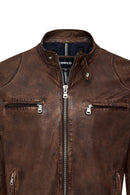 Immobile Men's Brown Sport Leather Jacket | Derimod Immobile Men's Brown Sport Leather Jacket | Derimod
