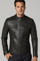 Irving Men's Leather Jacket | Derimod Irving Men's Leather Jacket | Derimod