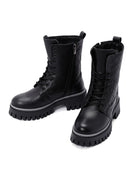 Women's Black Thick Soled Leather Boots | Derimod Women's Black Thick Soled Leather Boots | Derimod