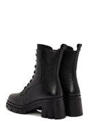 Women's Black Zippered Thick Heeled Leather Boots | Derimod Women's Black Zippered Thick Heeled Leather Boots | Derimod