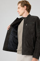 Patrick Men's Grey Suede Leather Jacket | Derimod Patrick Men's Grey Suede Leather Jacket | Derimod