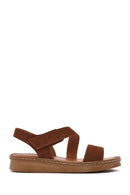 Women's Tan Suede Leather Comfort Sandals | Derimod Women's Tan Suede Leather Comfort Sandals | Derimod