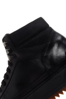 Men's Black Thick Soled Leather Sports Boots | Derimod Men's Black Thick Soled Leather Sports Boots | Derimod