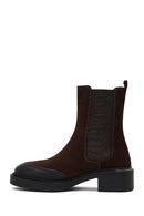 Women's Brown Thick-Soled Suede Leather Chelsea Boot | Derimod Women's Brown Thick-Soled Suede Leather Chelsea Boot | Derimod
