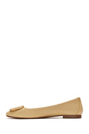 Women's Yellow Leather Buckle Ballerinas | Derimod Women's Yellow Leather Buckle Ballerinas | Derimod