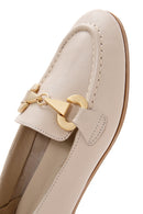 Women's Beige Buckled Leather Masculine Loafer | Derimod Women's Beige Buckled Leather Masculine Loafer | Derimod