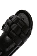 Women's Black Knitted Detailed Jelly Slippers | Derimod Women's Black Knitted Detailed Jelly Slippers | Derimod