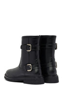 Woman Black Zippered Leather Boat | Derimod Woman Black Zippered Leather Boat | Derimod