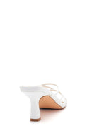 Women's White Printed Heeled Slippers | Derimod Women's White Printed Heeled Slippers | Derimod