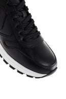 Women's Black Thick Soled Leather Sneaker | Derimod Women's Black Thick Soled Leather Sneaker | Derimod