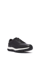 Men's Black Lace-up Thick-Sole Leather Casual Sneaker | Derimod Men's Black Lace-up Thick-Sole Leather Casual Sneaker | Derimod