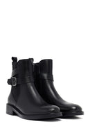 Woman Black Zippered Leather Boat | Derimod Woman Black Zippered Leather Boat | Derimod