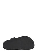 Women's Black Strappy Leather Slippers | Derimod Women's Black Strappy Leather Slippers | Derimod