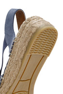 Women's Navy Blue Suede Leather Espadrille Sandals | Derimod Women's Navy Blue Suede Leather Espadrille Sandals | Derimod