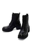 Women's Black Leather Zippered Heeled Boots | Derimod Women's Black Leather Zippered Heeled Boots | Derimod