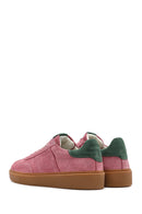 Women's Pink Lace-Up Suede Leather Sneakers | Derimod Women's Pink Lace-Up Suede Leather Sneakers | Derimod
