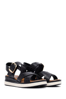 Women's Black Ankle Buckle Thick Soled Leather Sandals | Derimod Women's Black Ankle Buckle Thick Soled Leather Sandals | Derimod