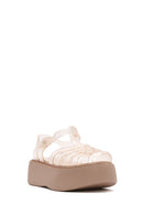 Women's Beige Ankle Buckle Thick Soled Jelly Sandals | Derimod Women's Beige Ankle Buckle Thick Soled Jelly Sandals | Derimod