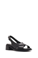 Women's Black Ankle Buckle Low Heel Leather Sandals | Derimod Women's Black Ankle Buckle Low Heel Leather Sandals | Derimod