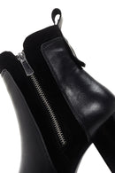 Women's Black Thick Heeled Zippered Leather Boots | Derimod Women's Black Thick Heeled Zippered Leather Boots | Derimod