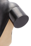 Women's Black Zippered Thick Heeled Leather Boots | Derimod Women's Black Zippered Thick Heeled Leather Boots | Derimod