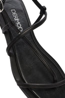 Women's Black Leather Flip-Flop Sandals | Derimod Women's Black Leather Flip-Flop Sandals | Derimod