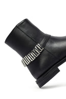 Woman Black Zippered Metal Detail Leather Boat | Derimod Woman Black Zippered Metal Detail Leather Boat | Derimod