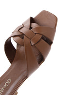 Women's Tan Leather Slippers | Derimod Women's Tan Leather Slippers | Derimod