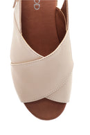 Women's Beige Leather Wedge Heel Espadrille | Derimod Women's Beige Leather Wedge Heel Espadrille | Derimod
