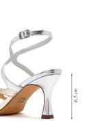 Woman Metallic Thin Heel Sandals with Gold Ankle Buckle | Derimod Woman Metallic Thin Heel Sandals with Gold Ankle Buckle | Derimod