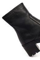Women's Black Zippered Thick Heeled Leather Boot | Derimod Women's Black Zippered Thick Heeled Leather Boot | Derimod