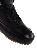 Men's Black Thick Soled Leather Sports Boots | Derimod Men's Black Thick Soled Leather Sports Boots | Derimod